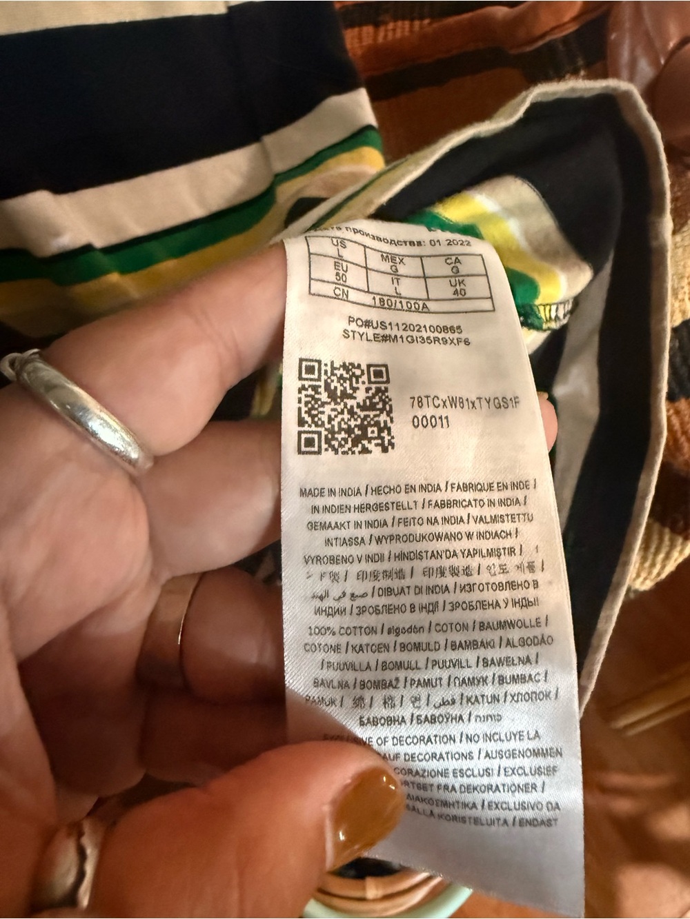 Guess Striped Tee in Black, White, Green, Yellow - Picture 3 of 4